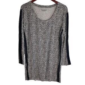 Victoria's Secret Womens Leopard Long Sleeve Sleep Shirt Beige Black Size Medium